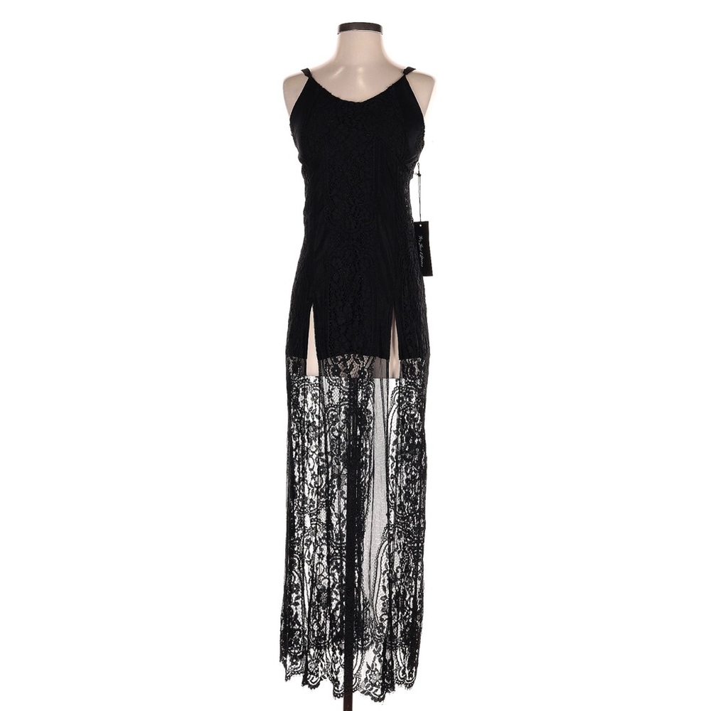 For Love & Lemons Dress - NWT - Small - Black Lace Slip Dress w/ High Slits